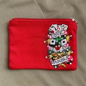 EUC/NWOT Ed Hardy “Love is a Gamble” canvas pouch